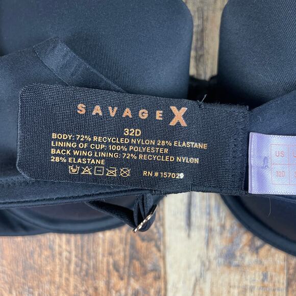 Savage X Fenty by Rihanna Women's 32D Caviar Black Soft N Savage Padded Demi Bra - Picture 10 of 16